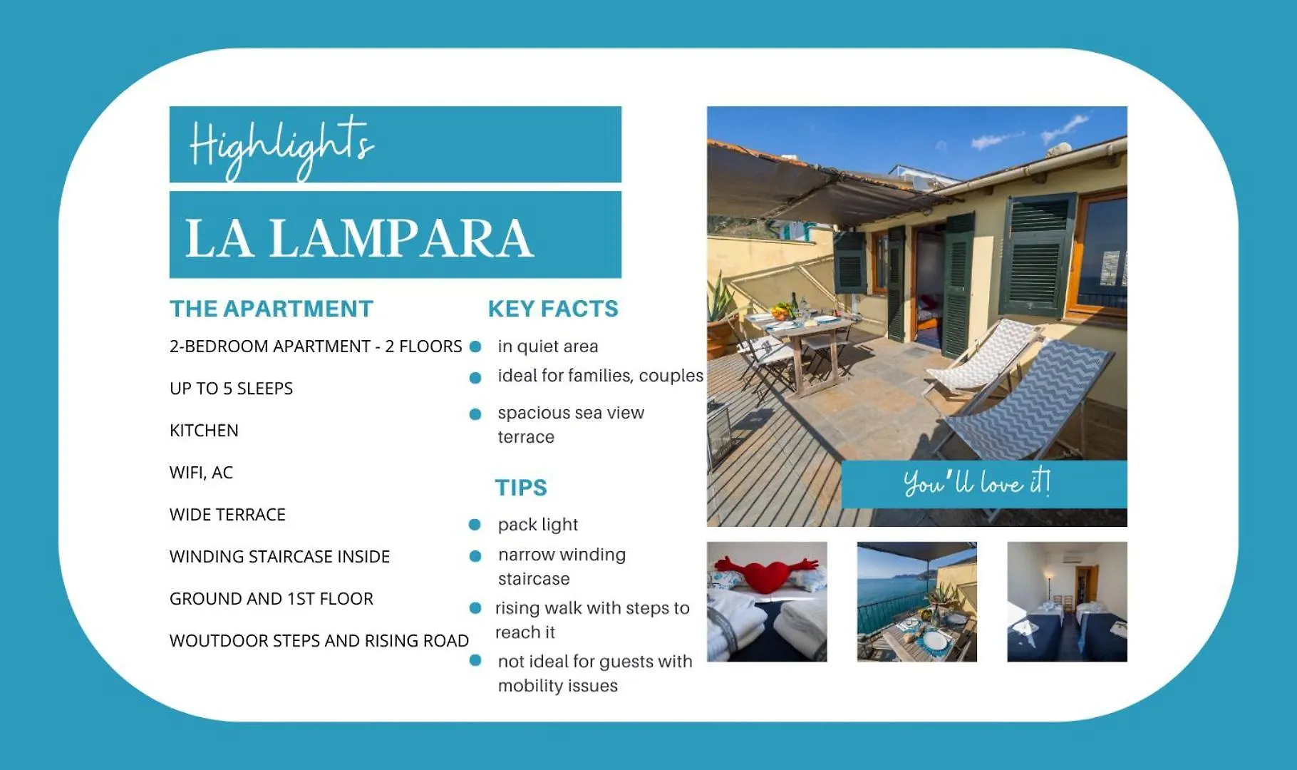 La Lampara Sea View Terrace Apartment Manarola Italy